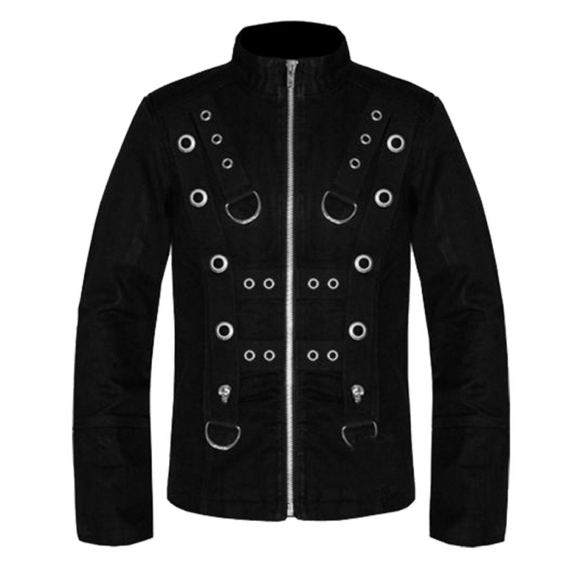 Psycho Band Men Gothic bondage Jacket Punk Heavy Metal Bondo Jacket Coat 